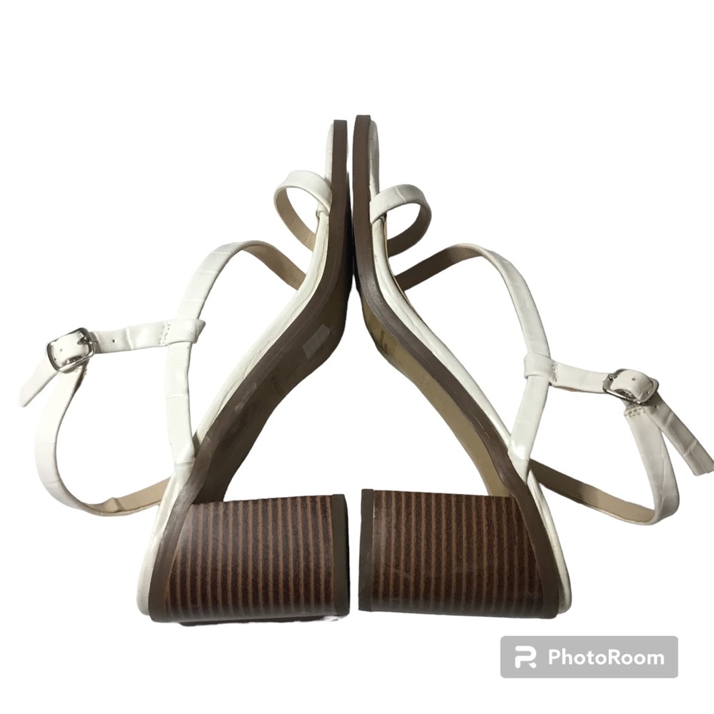 Halston Women’s White Fantasia Croc Embossed Block Heel Sandals Size 9 - Picture 5 of 8